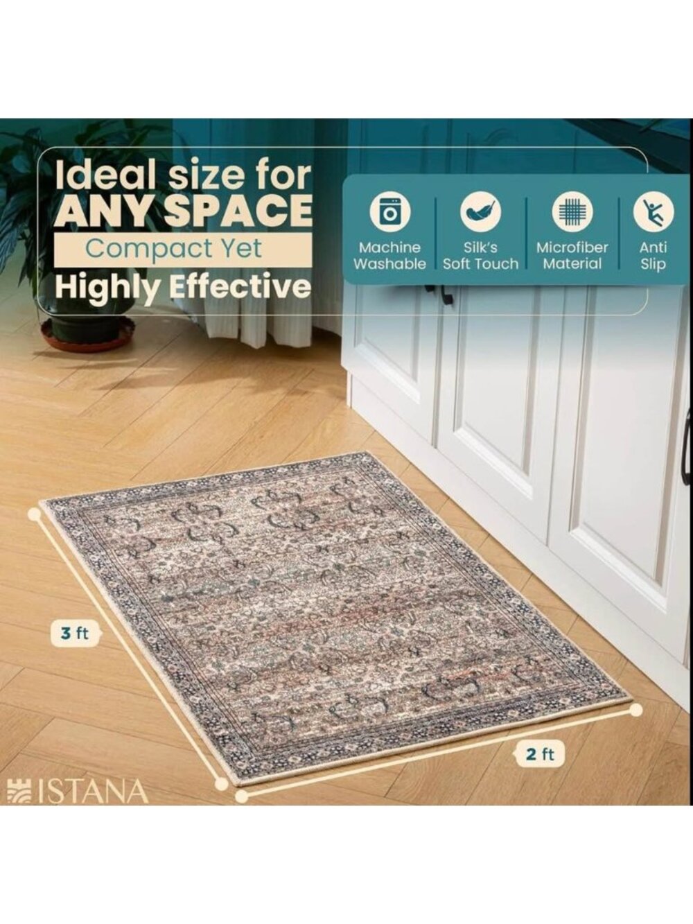 NEW 2x3 ft Machine Washable Area Rug